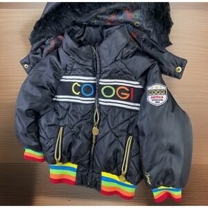Coogi Puffer Jacket Toddler Sz 3T Spell Out Y2K Retro Hooded Full Zip Vintage